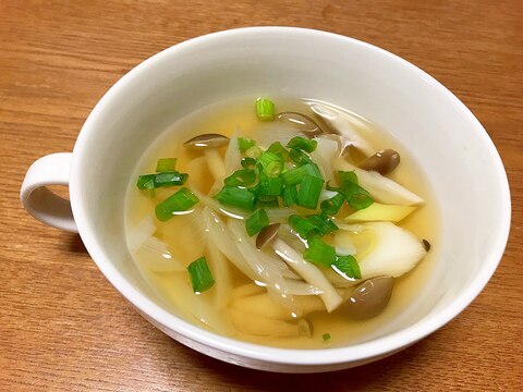 うどんスープでねぎの和風スープ